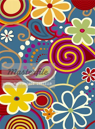 Colorful flowers and design ornaments