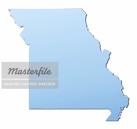 Missouri(USA) map filled with light blue gradient. High resolution. Mercator projection.
