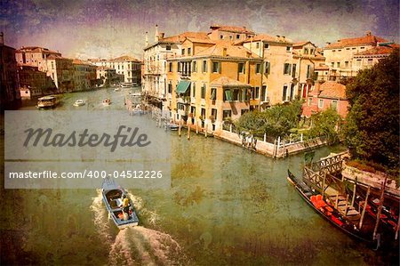 Artistic work of my own in retro style - Postcard from Italy. - Grand Canal - Venice.