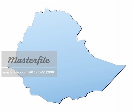 Ethiopia map filled with light blue gradient. High resolution. Mercator projection.