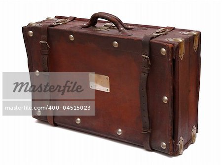 An old retro-styled suitcase from brown leather.