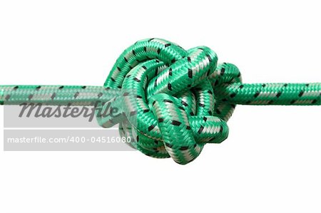 complicated knot on a green rope