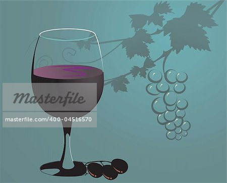 Illustration of grape juice with grapes in glass