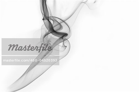 Black cigarette smoke on white background