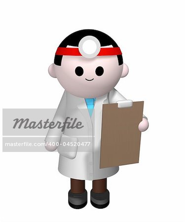 3D illustration of a Doctor holding a clipboard