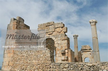 Fragment of Volubilis in Morocco, Africa, part of UNESCO world heritage, famous tourism destination