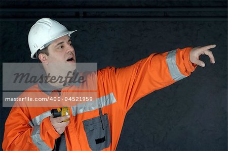 astonished mine worker searching