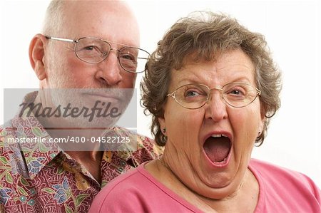 Happy Senior Couple poses for portrait.