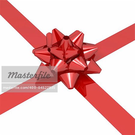 red gift ribbon and bow isolated on white background