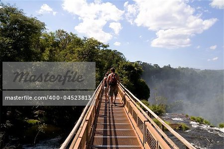Argentina catwalk over to Devil's Throat at Iguazu Falls