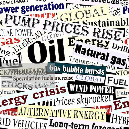 Editable vector seamless tile of energy headlines