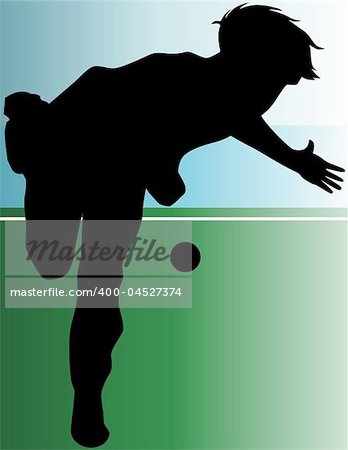 Illustration of silhouette of cricket player