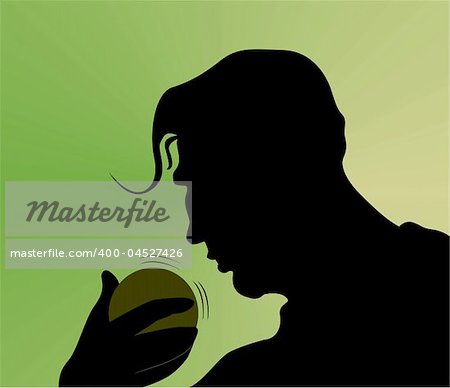 Illustration of silhouette of cricket player