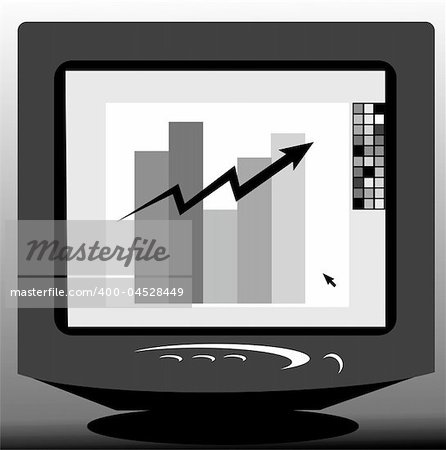 Illustration of graph in a computer monitor