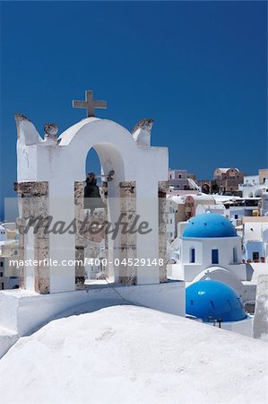 Wonderful view of City buildings and bay on Santorini, Greece