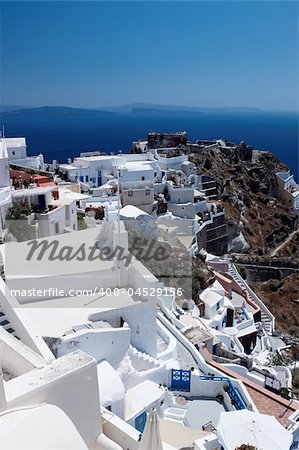 Wonderful view of City buildings and bay on Santorini, Greece