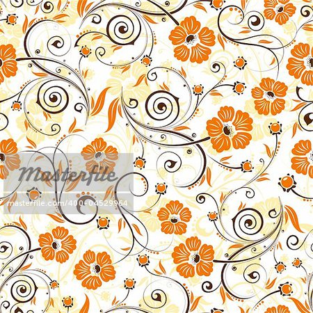 Flower seamless pattern with bud, element for design, vector illustration