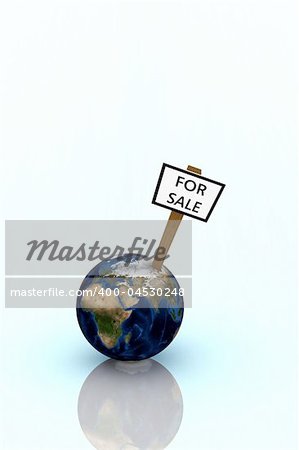 Earth for sale illustration over bright glossy background