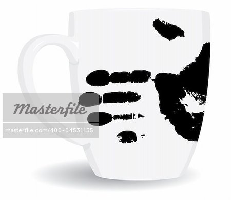 White mug is dirty. Vector illustration.