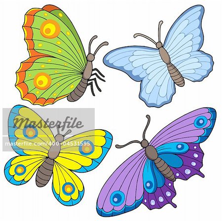 Butterfly collection 2 - colorful vector illustration.