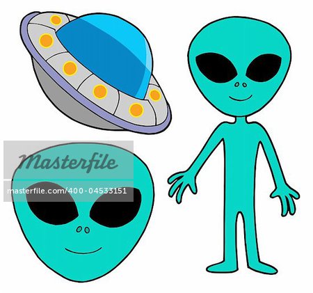 Ufo collection on white background - vector illustration.