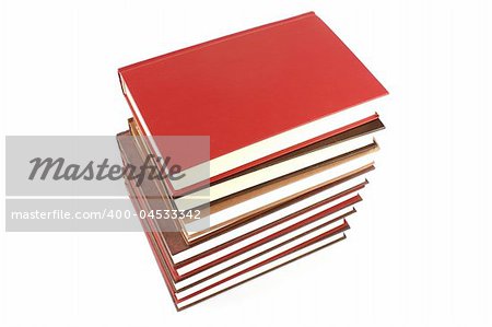 books pyramid isolated on white in studio