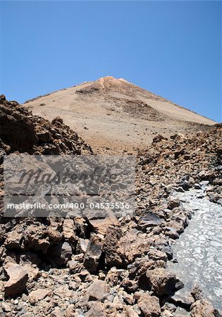 rocks down the teide volcano in tenerife spain