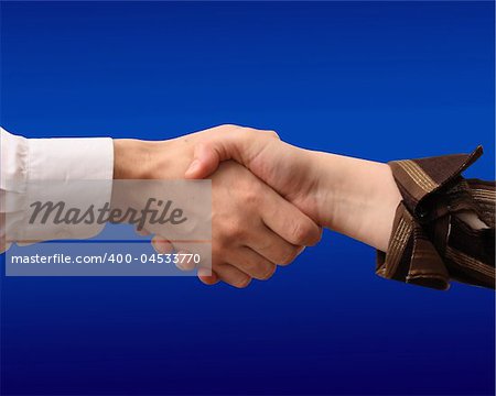 handshake on turn blue background