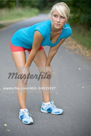 exhausted girl in park