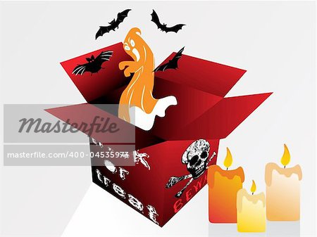 halloween eve gift box, illustration