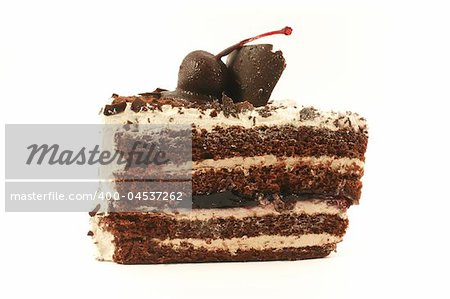Chocolate Cream Cake Isolated on a White Background