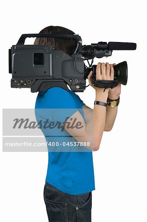 Cameraman, isolated on white background