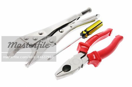 Hand Tools on Isolated White Background