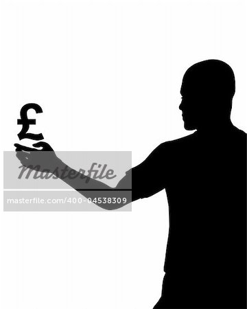 A man with the UK currency symbol.