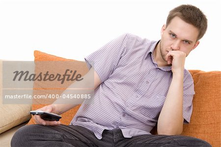 casual man sitting on sofa