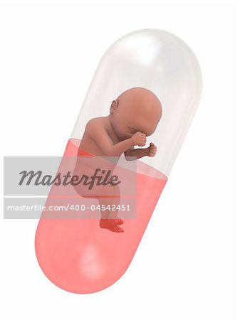 3d rendered illustration of a human fetus in a capsule