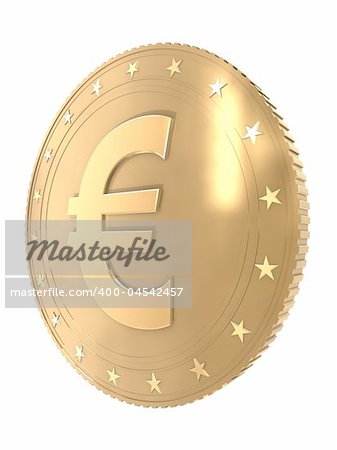 3d rendered illustration of a golden euro coin
