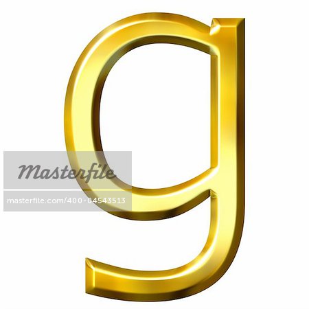 3d golden letter g isolated in white