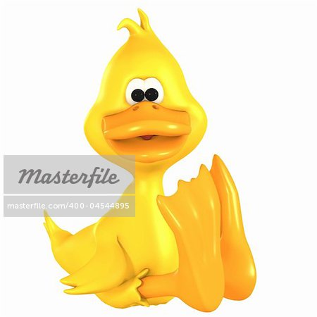 very funny toon duck with Clipping Path over white