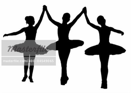 Three ballerinas on isolated white background. EPS file available.