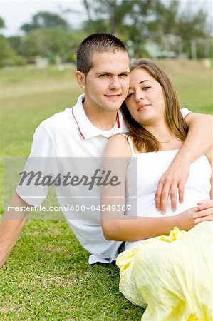 young couple in the garden