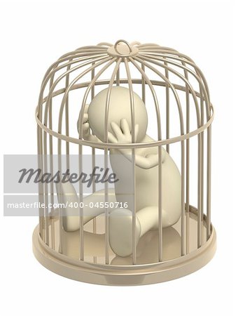 3d puppet, worth in a golden cage