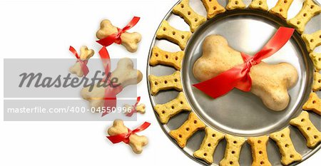 Doggy biscuits for christmas against white background