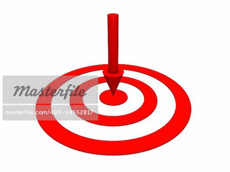 Row Red target with arrow on white