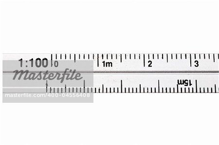 Aluminum ruler with scale isolated on white background