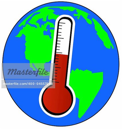 globe and thermometer - concept of global warming