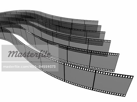 3d blank films strip over white background