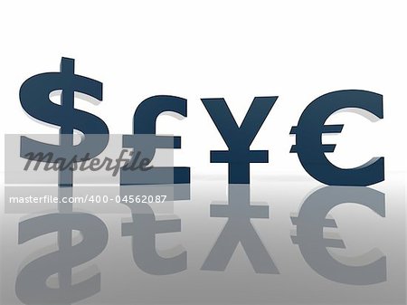 3d render money signs