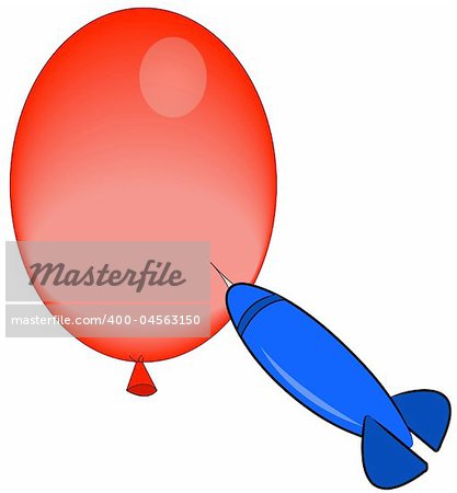 red balloon with dart ready to pop it