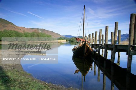 Calm and serene dawn over Derwent Water in the Lake District